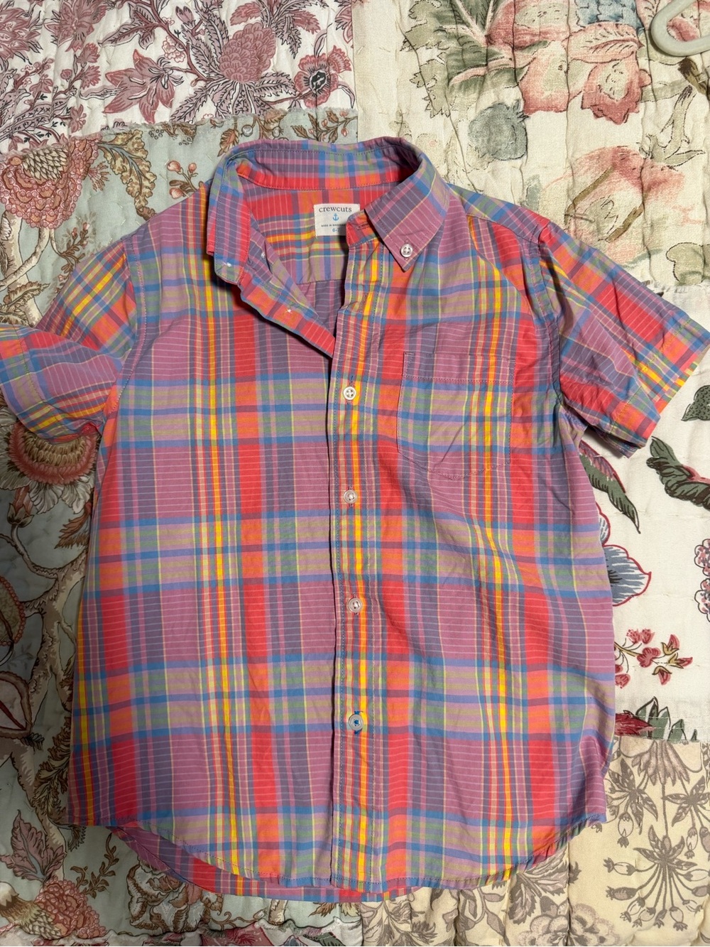 J Crew Crewcuts Multicolor Plaid Short-Sleeve Button-Down Shirt
